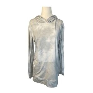 RBX Active Tie Dye Hooded Yoga Top Blue White Soft Lightweight Long Sleeve S
